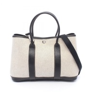 【二手】愛馬仕 HERMES 托特包 Garden Party TPM 米白色 2WAY 米白/黑色皮革 Garden Party TPM 米白色/黑色 女款 二手 A