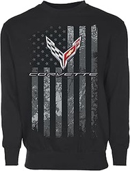 Men’s Chevy Corvette C8 Flag Pullover Crewneck Sweatshirt Sm-3X