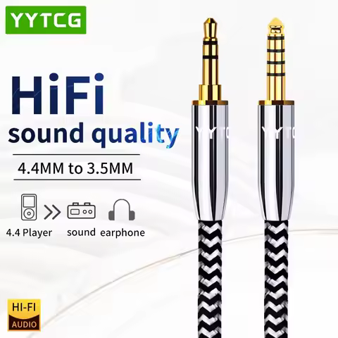 YYTCG HIFI Copper 4.4mm Balance to 3.5mm Aux Jack Balanced Audio Adapter Cable Male to Male for car 