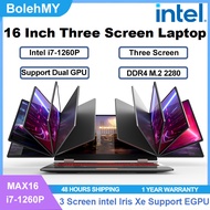 MAX16 16inch Tri-Screen Laptop Intel i7-1260P Iris Xe Support EGPU Gaming Notebook