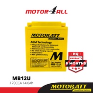 MOTOBATT Quadflex MB12U Motorcycle Battery Premium Yuasa Replacement with AGM Technology Motor4all