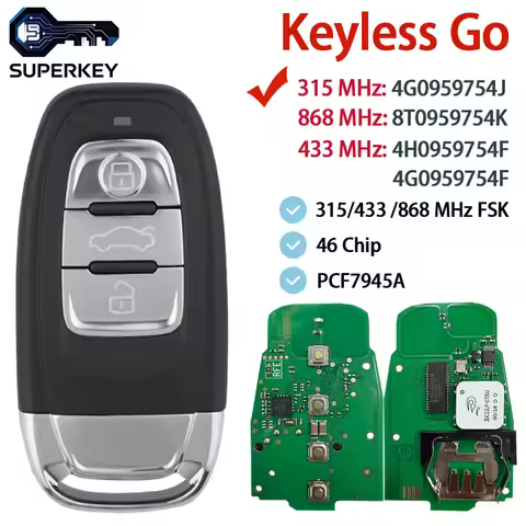 SUPERKEY 8T0959754K Keyless Smart Car Key For Audi 2010 2011 2012 2013 2014 2017 2018A4 A5 A6 A7 S5 