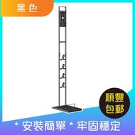 無線吸塵機配件收納掛架，堅固帶輪可推拉吸塵器支架-黑色 (31x22x127cm)
