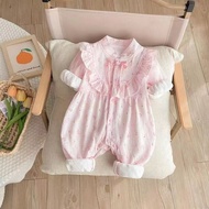 Baby Baby Spring Autumn Jumpsuit One Month Hundred Days Baby Girl Princess Floral Romper Outing Romp
