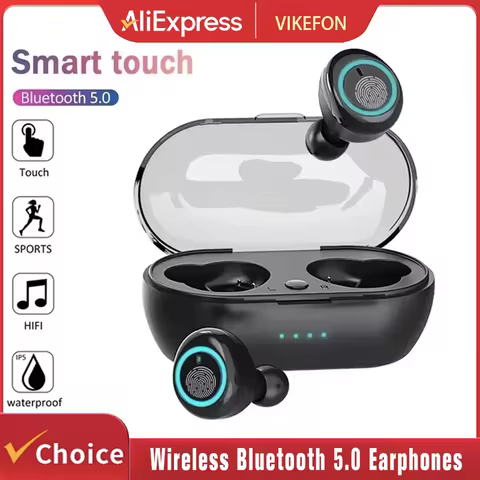 Wireless Bluetooth 5.0 Earphones 9D Stereo Headset with Mic Y50 TWS Touch Control Sport Earphones Wa