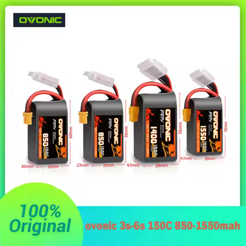 OVONIC 3S-6S 850-1550mAh 150C LiPo Battery For RC Helicopter Quadcopter FPV Racing Drone Parts With 