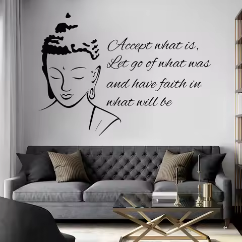 Religious Culture Temple Quotes Buddha Wall Sticker Yoga Vinyl Home Decor Living Room Bedrom Wall De