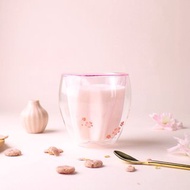 粉紅櫻花雙層玻璃杯
