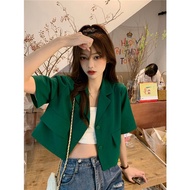 【imove ready stock】Korean Style Fashion Small blazer top Women's Short Suit Short Sleeve Jacket