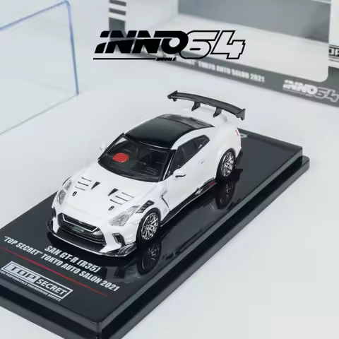 INNO 1:64 White GTR R35 TOP SECRET Tokyo Auto Salon2021 alloy car model