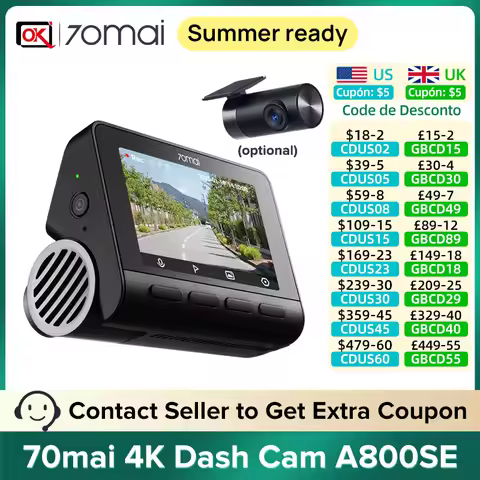 70mai 4K Dash Cam A800SE Most Cost-effective 4K HDR Supercapacitor Car DVR Support GPS ADAS 24H Park