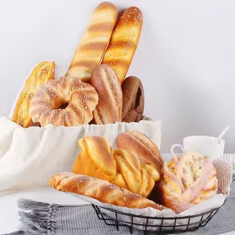 Simulation Ornaments Baking Shop Decor Artificial Bread Cake Toast Soft PU Baguette Model Food Fake