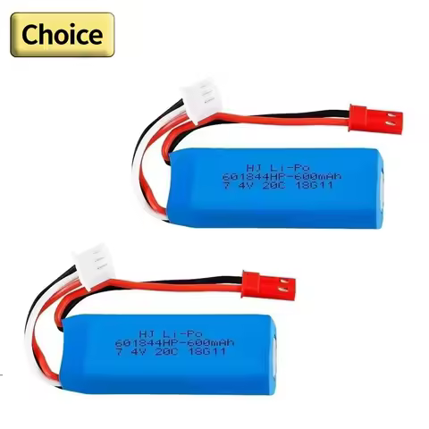2pcs 7.4V 600mAh 20C Lipo Battery for WLtoys K969 K979 K989 K999 P929 P939 RC Car Parts 2s 7.4v Batt