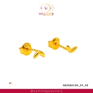 WELL CHIP Leaf Studs Earrings - 916 Gold/Anting-anting Kancing bentuk Daun - 916 Emas