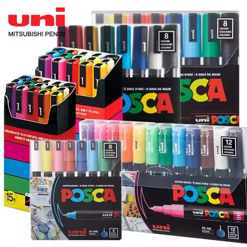 Uni Acrylic Paint POSTS Marker Pen Set PC-5M PC-3M PC-1M Rock Markers Art Pen Graffitti Painting Sup