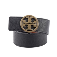 【TORY BURCH】Miller 素面皮革寬3.8cm雙面可用皮帶(黑色/焦糖色) S/平行輸入