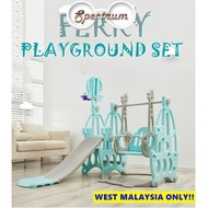 Ferry 4 In1 Swing And Slide Indoor Outdoor Mini Playground With Basketball Hoop Music Light Play Set