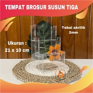 THREE-TIER ACRYLIC BROCHURE HOLDER | 3-Tier A4 Size Triangular Brochure Rack | ACRYLIC BROCHURE DISP