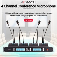 SANSUI Professional Wireless Microphone System UHF 4 Channel Gooseneck Conference Microphone Meeting