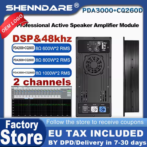 ShennDare PDA3000+CQ260 Professional DSP Digital Power Amplifier 2x1000W 2CH Active Speaker Amplifie