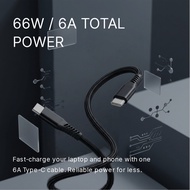 AUFU Type C to Type C Data Cable Charger Braided Fast Charging 6A 66W 1M /3M - Black