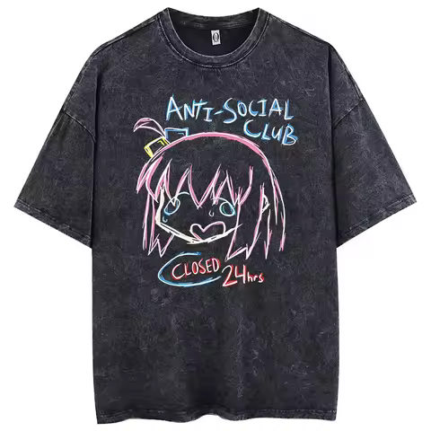 Men Oversized Printed Tshirts Bocchi Club Music Band Anime Bocchi The Rock Cotton Tops Creative Crew