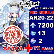 【COD+GIFT】Genshin Impact Account Ayaka plus 70+ Rolls 7200 Primos  【AR 20-22】