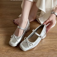 Huilm รองเท้าส้นสูงผู้หญิงส้นสูงหนา8ซม. รองเท้าผู้หญิงแฟชั่น Mary Jane