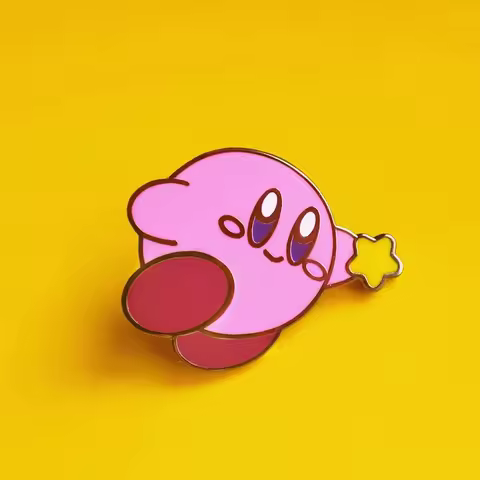 Cute Kirby Mini Pink Chubby Elves Enamel Pin Funny Video Games Fan Art Badge Fashion Lapel Backpack