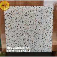 Termurah Keramik Lantai Kasar Matt Drop Teras Garasi Motif Terazzo 40x40 Platinum White