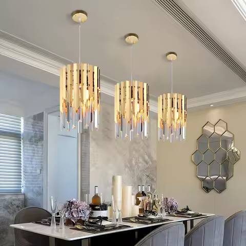 Small Round Gold k9 Crystal Modern Led Chandelier for Living Room Kitchen Dining Room Bedroom Bedsid
