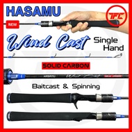 HASAMU WIND CAST Single Hand Solid Carbon Baitcast & Spinning Rod BC Baitcasting Tanto Guncast Randu