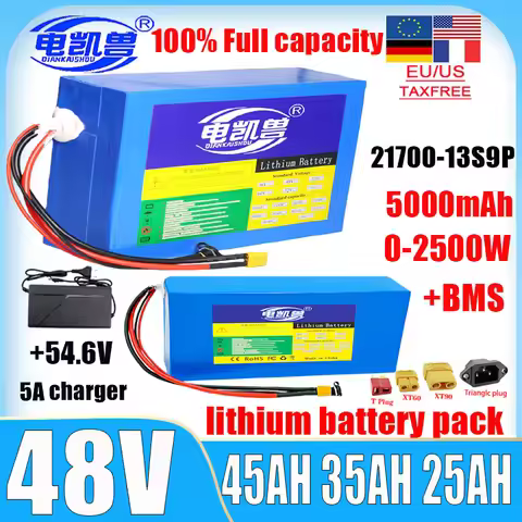 New 48V 45AH 35AH 25AH 21700 lithium battery pack 1500W 2000W with built-in BMS motorcycle motor rec