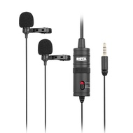 BOYA BY-M1DM Dual Omni-directional Lavalier Microphone Lapel Clip-on Condenser Microphone for Canon