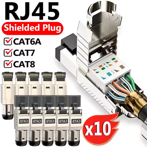 Cat8/Cat7/Cat6A Tool-Free Connectors CAT8 Field Termination Plug Shielded RJ45 Modular Plugs 2000MHz
