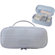 Compact Travel Toiletry Bag for Women Men Small Corduroy Makeup Bag Skincare Organizer Multi-Functio