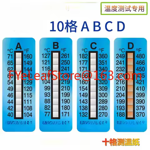 10 Pcs Temperature Measuring Paper Temperature Stickers, Irreversible TMC Thermal Test Paper
