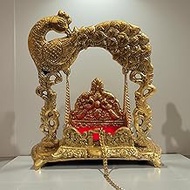 A&S Ventures Golden Metal Laddu Gopal Jhula | Radha Rani Swing Palna with Peacock Design | Decorativ