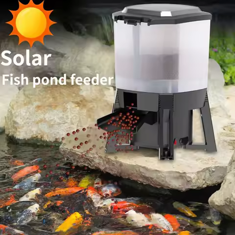 Adjustable Solar Automatic Aquarium Feeder Timer Fish Pond Digital Food Dispenser Koi pond intellige