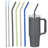 Tegion Pastel Color 14” Extra Long Silicone Replacement Straw for 40 Oz Stanley Cup, Reusable Flexib