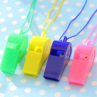 Simple Colorful Plastic Whistle with Lanyard Sport Game Party Cheering Whistle