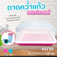 ชุดถาดคว่ำแก้ว ที่คว่ำแก้ว คว่ำจาน คว่ำขวดนม มีตะแกรงรองน้ำ No.501 (คละสี) ถาดคว่ำแก้ว พลาสติก เกรด 