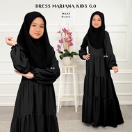 DRESS MARIANA KIDS - Jubah budak Perempuan kanak Comocrepe Less Iron Plain Ropol TIngkat2 Maroon Eme