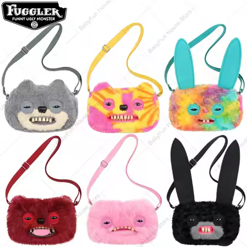 Original Fuggler Funny Ugly Teeth Monster Plush Toys Shoulder Bag Wide Eyed Weirdo Sphynx Cat Sir Be