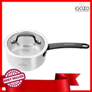 [ Local Ready Stocks ] iGOZO 16cm Elite 304 Stainless Steel Saucepan + Glass Lid | Kitchenware Cookware Cook Boil Periu
