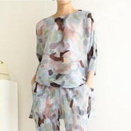 ❄☾◙ Aiden001 One Size Autumn Spring Summer Pleated Fashion Beautiful Printed Casual Suit 5427