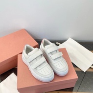 Velcro White Leather Shoes - Women's Comfortable Elevated Sole