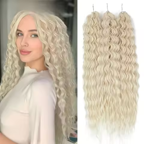 3Pcs 300Grams 22Deep Water Twist Crochet Braids Curly Hair Piano Blond P12/16/613 Brown6# Braiding G