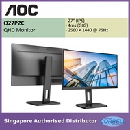 AOC Q27P2C 27" IPS HDR QHD Gaming Monitor 1ms (MPRT) | 2560 × 1440 144Hz | G-Sync | flicker free