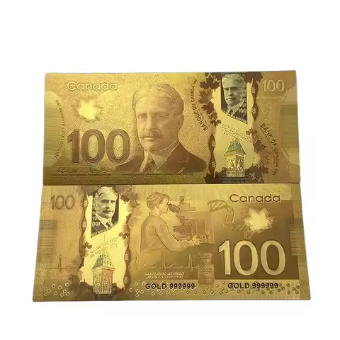 10pcs/lot Nice Canada Banknote 1 10 100 Canadian Dollar Banknote in 24k Gold Plated For Collection